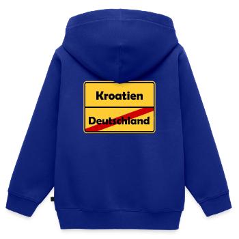 Auswandern nach Kroatien! Ortsschild Desing. - Kinder Premium Organic Zip Hoodie - Royalblau - Hinten - AI Model Kid Male (0cm)