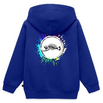 Piranha Knochen Fisch - Kinder Premium Organic Zip Hoodie - Royalblau - Hinten - AI Model Kid Male (0cm)