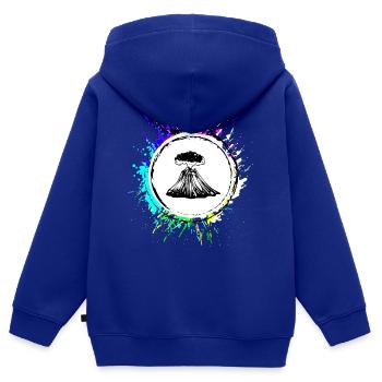 Icône de volcan - Sweat Premium à capuche zippé enfant bio - bleu roi - Dos - AI Model Kid Male (0cm)