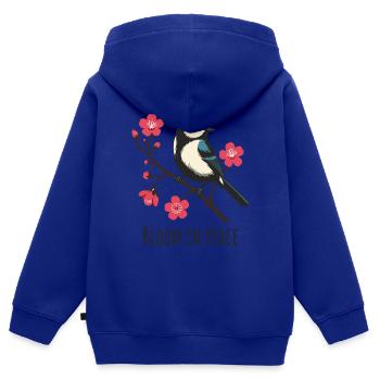 Blühe in Frieden - Kinder Premium Organic Zip Hoodie - Royalblau - Hinten - AI Model Kid Male (0cm)