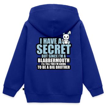 i have a secret i'm going to be a big brother - Kids Premium Organic Zip-up Hoodie - royal blue - Back - AI Model Kid Male (0cm)