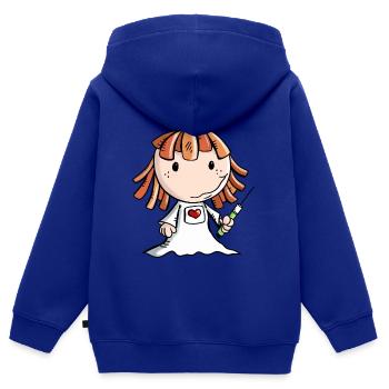 Krankenschwester Comic mit Herz und Spritze - Kinder Premium Organic Zip Hoodie - Royalblau - Hinten - AI Model Kid Male (0cm)
