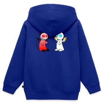 Engelchen & Teufelchen Motiv - Kinder Premium Organic Zip Hoodie - Royalblau - Hinten - AI Model Kid Male (0cm)