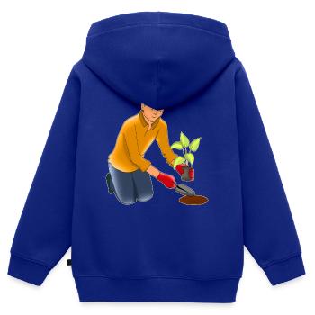 Gartenarbeit - Kinder Premium Organic Zip Hoodie - Royalblau - Hinten - AI Model Kid Male (0cm)