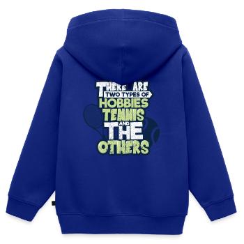 Tennis - Kinder Premium Organic Zip Hoodie - Royalblau - Hinten - AI Model Kid Male (0cm)