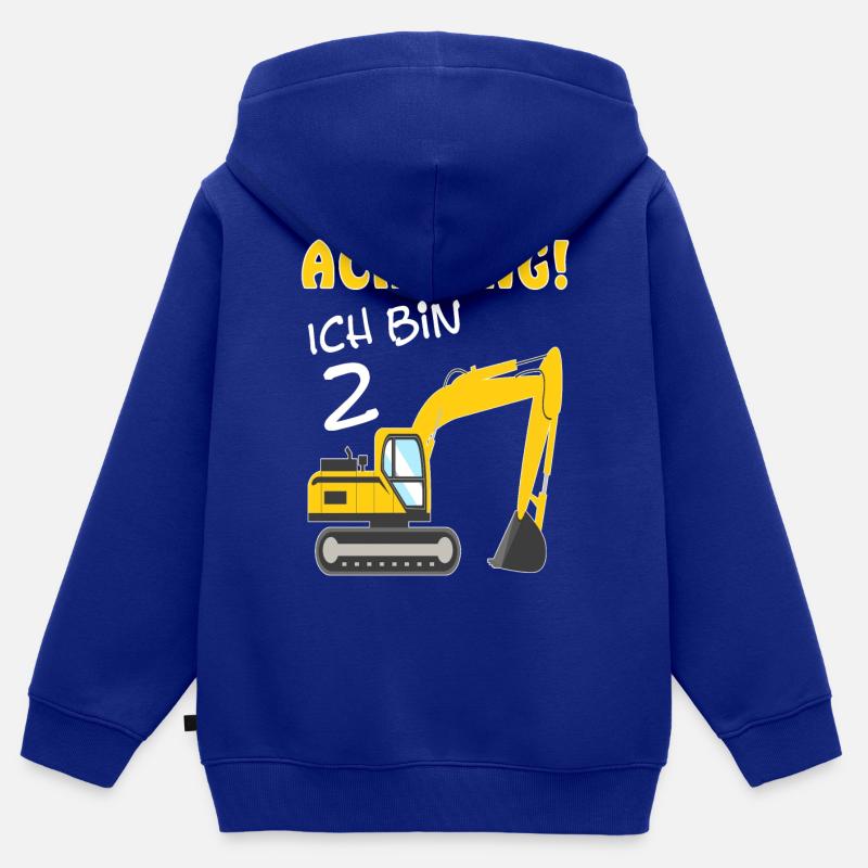 2. Geburtstag Ich bin 2 Jahre Bagger Baustelle - Kinder Premium Organic Zip Hoodie - Royalblau