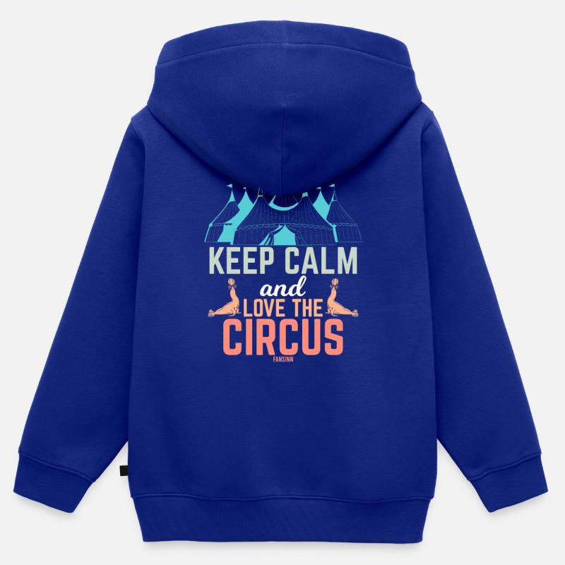 Cirque cirque cirque ambulant amusant - Sweat Premium à capuche zippé enfant bio - bleu roi