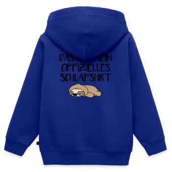 Faultier Schlafshirt - Kinder Premium Organic Zip Hoodie - Royalblau - Hinten - AI Model Kid Male (0cm)