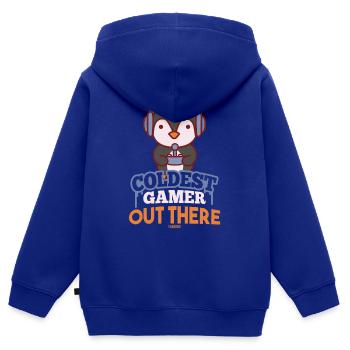 Pinguin Südpol zocken Geek Gaming - Kinder Premium Organic Zip Hoodie - Royalblau - Hinten - AI Model Kid Male (0cm)