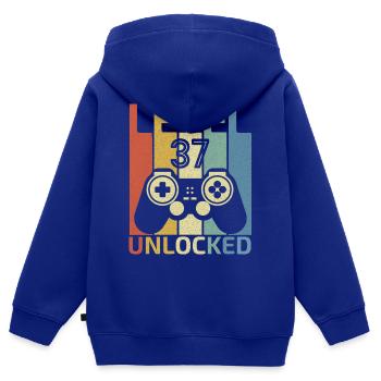 Level 37 freigeschaltet Lustiger Videospieler 37. Geburtstag - Kinder Premium Organic Zip Hoodie - Royalblau - Hinten - AI Model Kid Male (0cm)