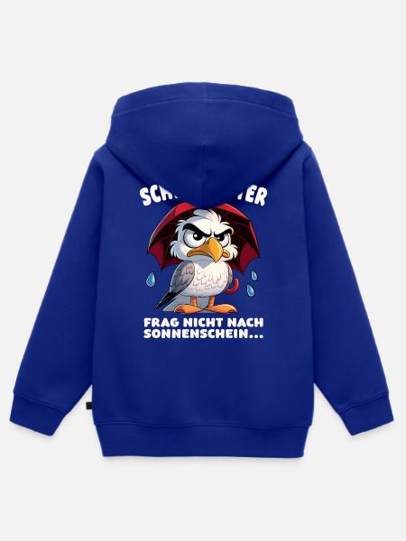 Schietwetter Spruch Lustige Möwe mit Regenschirm - Kinder Premium Organic Zip Hoodie - Royalblau