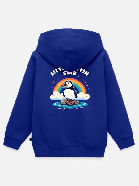 Kleiner Puffin Star – Papageitaucher Regenbogen - Kinder Premium Organic Zip Hoodie - Royalblau