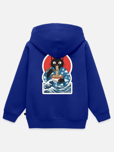 Lustige Kawaii Katzen-Ramen Japanische Anime-Nudeln - Kinder Premium Organic Zip Hoodie - Royalblau