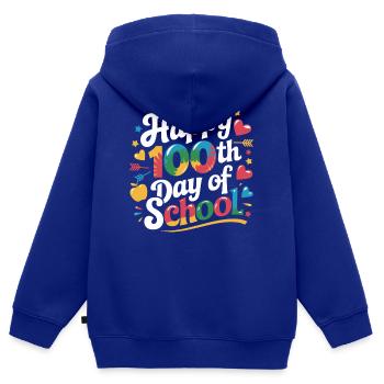 Hundertster Schultag Design - Kinder Premium Organic Zip Hoodie - Royalblau - Hinten - AI Model Kid Male (0cm)