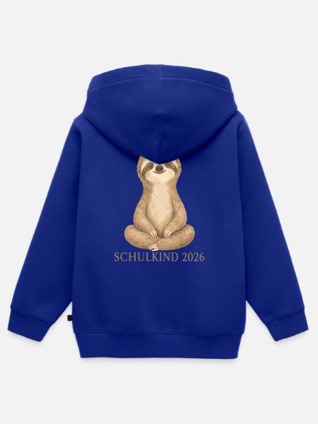 Schulkind 2026 Faultier Shirt - Kinder Premium Organic Zip Hoodie - Royalblau
