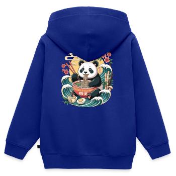 Kawaii Panda Ramen Ocean Waves Bowl japonais - Sweat Premium à capuche zippé enfant bio - bleu roi - Dos - AI Model Kid Male (0cm)