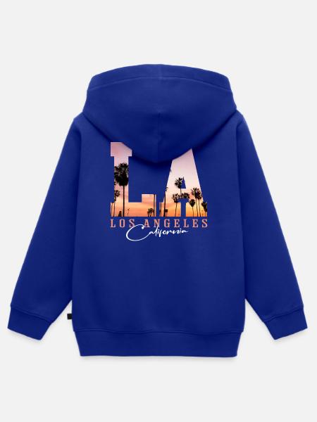 Los Angeles Sunset Palms  - Kinder Premium Organic Zip Hoodie - Royalblau