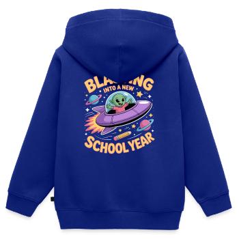 Blasting Into A New School Year Weltall Schulstart - Kinder Premium Organic Zip Hoodie - Royalblau - Hinten - AI Model Kid Male (0cm)