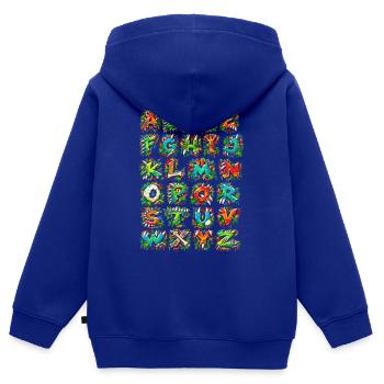 Explosives Tropenalphabet - Kinder Premium Organic Zip Hoodie - Royalblau - Hinten - AI Model Kid Male (0cm)