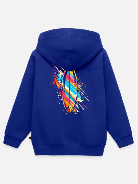 Surfbrett Graffiti - Kinder Premium Organic Zip Hoodie - Royalblau