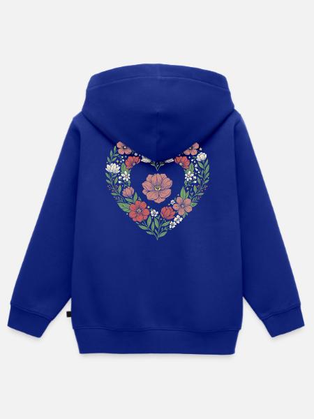 Floral Heart Wildblumen-Design - Kinder Premium Organic Zip Hoodie - Royalblau