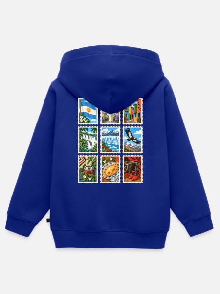Argentinien Briefmarken - Kinder Premium Organic Zip Hoodie - Royalblau