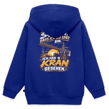 Zu spät? Kran gesehen Bauwitz Shirt - Kinder Premium Organic Zip Hoodie - Royalblau - Hinten - AI Model Kid Male (0cm)