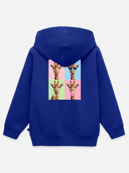 Giraffen Giraffe - Kinder Premium Organic Zip Hoodie - Royalblau