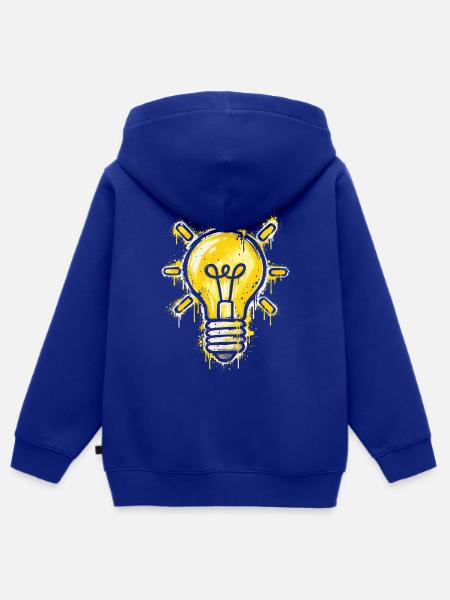 Leuchtende Idee Motiv - Kinder Premium Organic Zip Hoodie - Royalblau