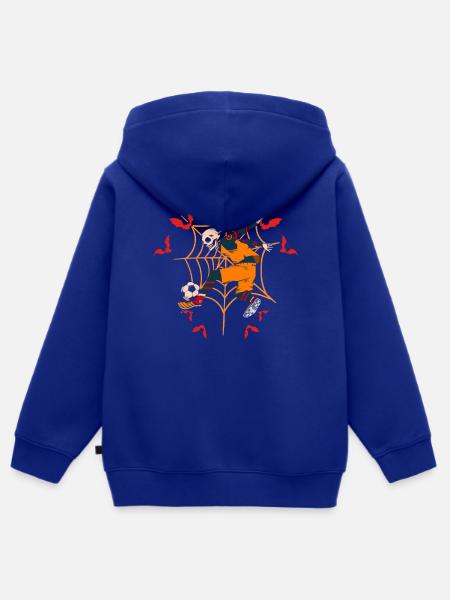 Spooky Soccer Skeleton - Kinder Premium Organic Zip Hoodie - Royalblau