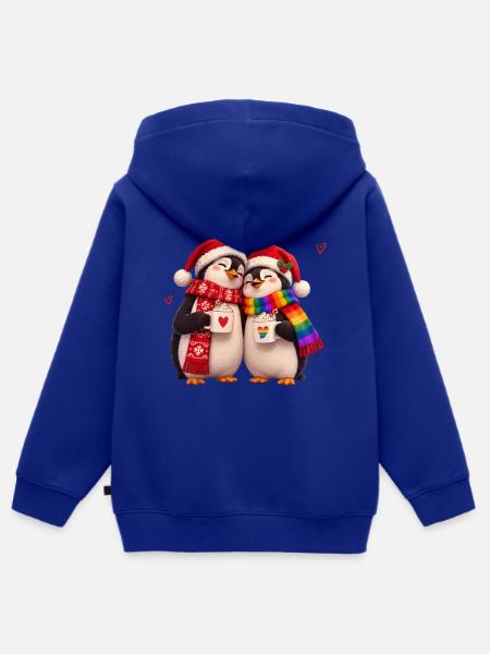 Weihnachten Pinguine – Liebe & Pride - Kinder Premium Organic Zip Hoodie - Royalblau