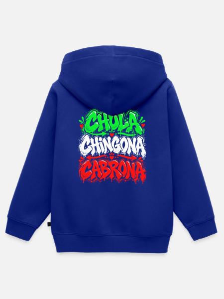 Chola Chingona Cabróna Graffiti - Kinder Premium Organic Zip Hoodie - Royalblau