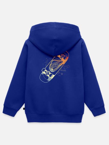 Skateboard Skizze Retro Style - Kinder Premium Organic Zip Hoodie - Royalblau