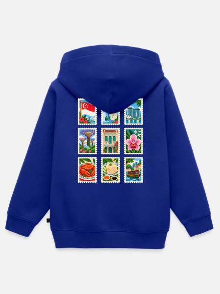 Singapur Briefmarken - Kinder Premium Organic Zip Hoodie - Royalblau