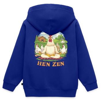 Hen Zen Hahn Meditation Yoga Hühner Bauernhof - Kinder Premium Organic Zip Hoodie - Royalblau - Hinten - AI Model Kid Male (0cm)