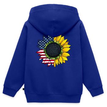 Amerikanische Sonnenblume - Kinder Premium Organic Zip Hoodie - Royalblau - Hinten - AI Model Kid Male (0cm)