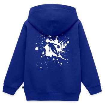 Basketball Dribble Man Blanc - Sweat Premium à capuche zippé enfant bio - bleu roi - Dos - AI Model Kid Male (0cm)