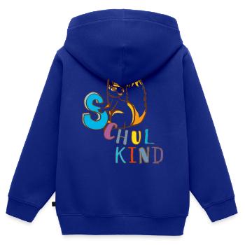 Écureuil écolier - Sweat Premium à capuche zippé enfant bio - bleu roi - Dos - AI Model Kid Male (0cm)