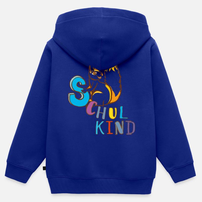 Écureuil écolier - Sweat Premium à capuche zippé enfant bio - bleu roi
