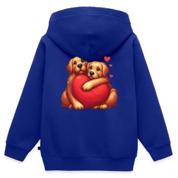 Labrador Retrievers s’étreignant - Sweat Premium à capuche zippé enfant bio - bleu roi - Dos - AI Model Kid Male (0cm)