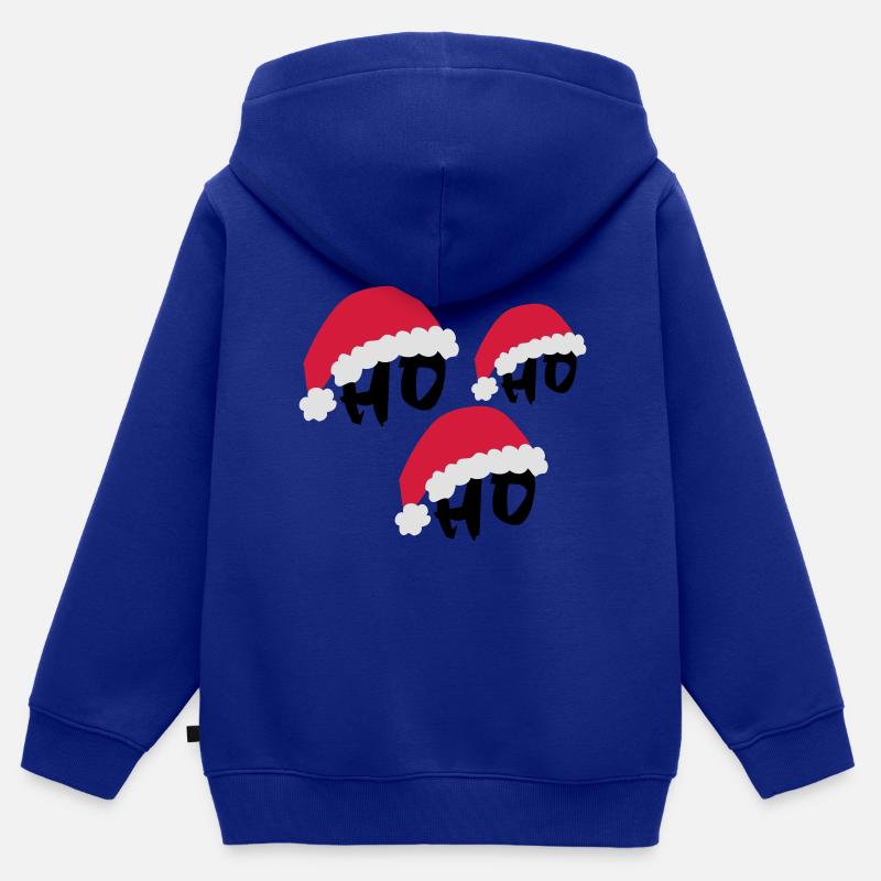 noèl - Sweat Premium à capuche zippé enfant bio - bleu roi
