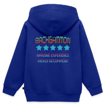 Backgammon Erstaunliche Erfahrung Sehr zu empfehlen - Kinder Premium Organic Zip Hoodie - Royalblau - Hinten - AI Model Kid Male (0cm)