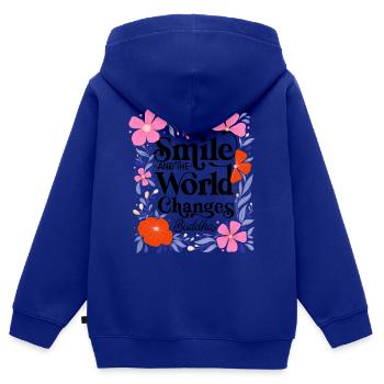 Change the World and Smile - Kids Premium Organic Zip-up Hoodie - royal blue - Back - AI Model Kid Male (0cm)