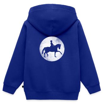 Tunierpferd mit Reiterin - Kinder Premium Organic Zip Hoodie - Royalblau - Hinten - AI Model Kid Male (0cm)