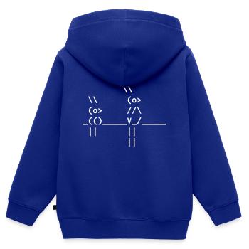Art ascii - 2 oiseaux - Sweat Premium à capuche zippé enfant bio - bleu roi - Dos - AI Model Kid Male (0cm)