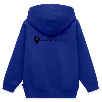 Coordonnées de Waiblingen - Sweat Premium à capuche zippé enfant bio - bleu roi - Dos - AI Model Kid Male (0cm)