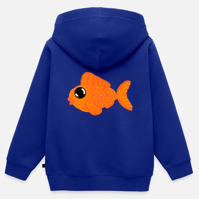 Bébé poisson rouge - Sweat Premium à capuche zippé enfant bio - bleu roi