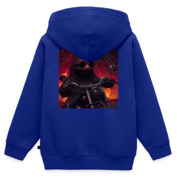 Molly - Kinder Premium Organic Zip Hoodie - Royalblau - Hinten - AI Model Kid Male (0cm)