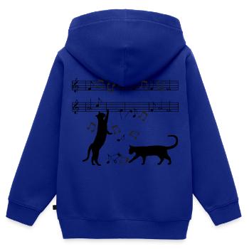 Cat joue avec des notes de musique - Sweat Premium à capuche zippé enfant bio - bleu roi - Dos - AI Model Kid Male (0cm)