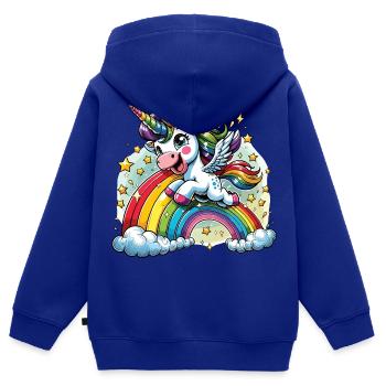 Licorne magique et chance arc-en-ciel - Sweat Premium à capuche zippé enfant bio - bleu roi - Dos - AI Model Kid Male (0cm)